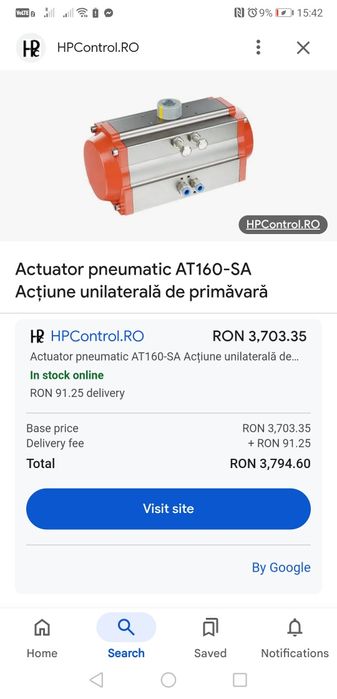 Servomotor/Actuator pneumatic full  echipat fluture  10 bar 90 grad