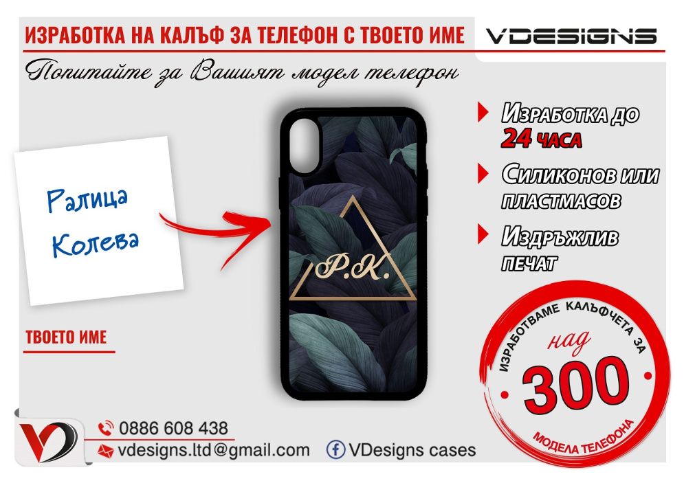 ВАШЕТО ИМЕ ИЛИ ИНИЦИАЛИ калъф за Samsung Iphone Xiaomi над 500 модела