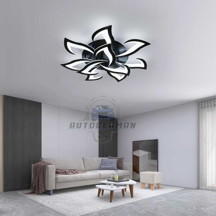 Черен таванен аплик с LED 3-степенен димер 3-светлина лед лампа