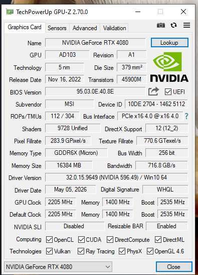 MSI RTX 4080 Ventus