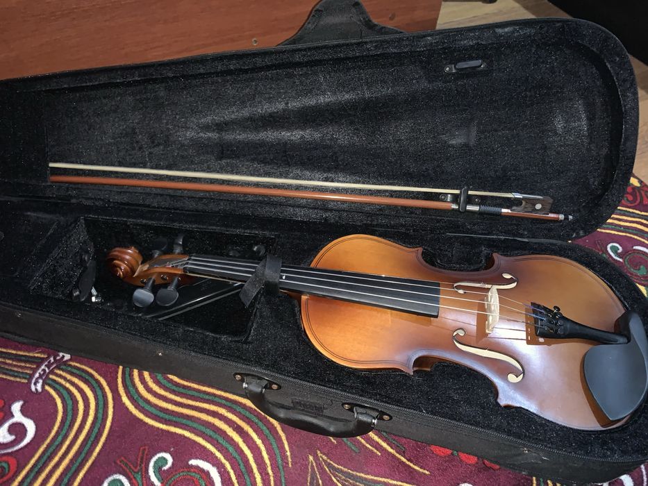 Скрипка 3/4 очень хорошо звучит мало использаволся и + подставка чехол