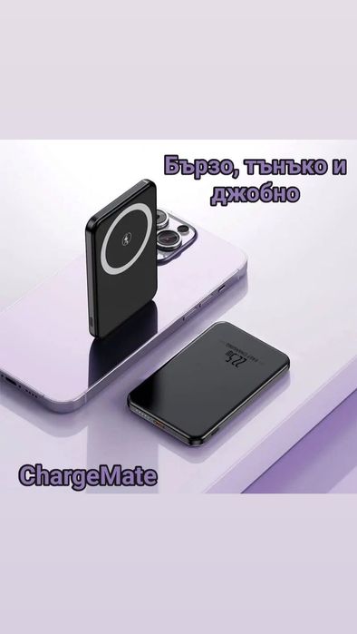 Безжично Магнитно зарядно за смартфон - iPhone/Samsung