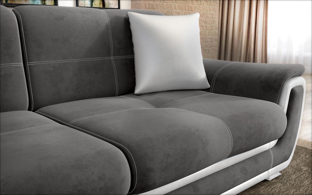 Разтегателно клик-клак канапе , сив + бяла кожа Принцес ||