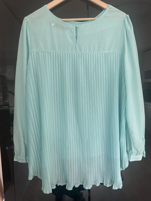 Елегантна копринена дамска блуза ЕU48 зелена/електрик