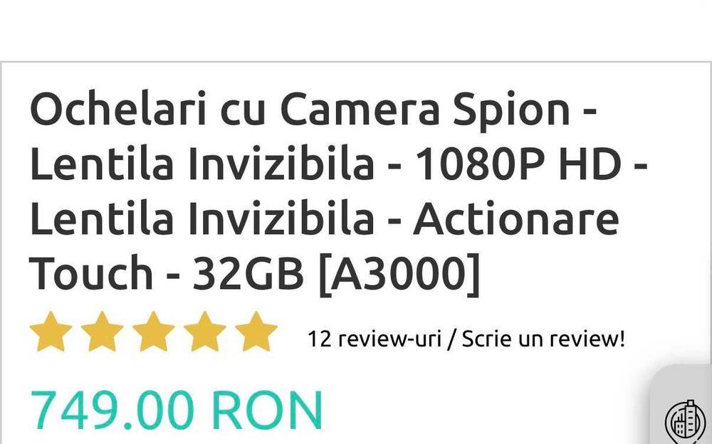 Ochelari cu camera ascuns