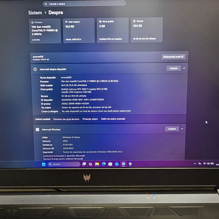 Amanet F28: Laptop ACER Predator Helios 300 (P)