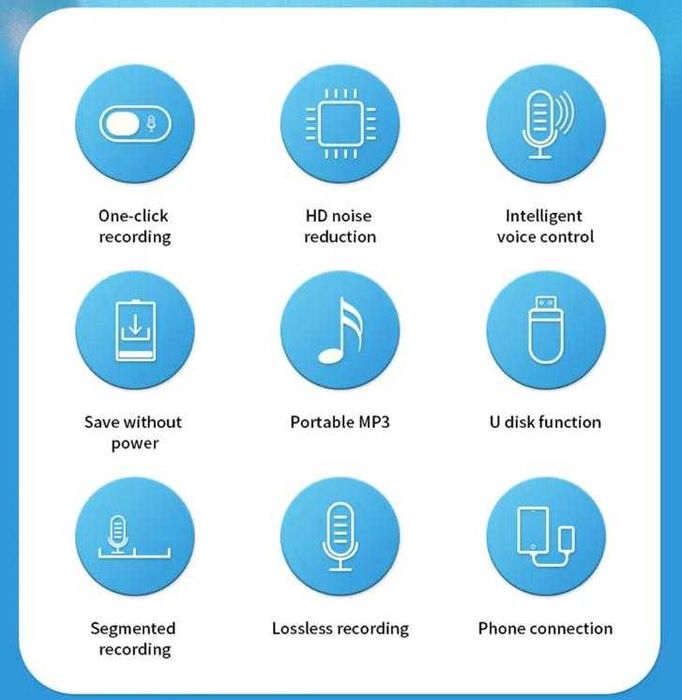 MP3 Плеър DSP 8x Ядра 2x Микрофон Диктофон Глас Контрол Аудио Рекордер