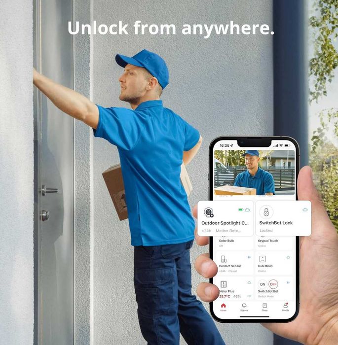 Ключалка за врата SwitchBot Lock комплект със SwitchBot Hub Mini