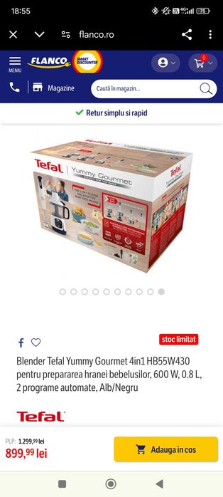 Blender Tefal Yummy Gourmet pentru prepararea hranei bebelusi