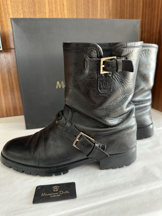 Cizme ghete Massimo Dutti din piele naturală, model biker, mărimea 37