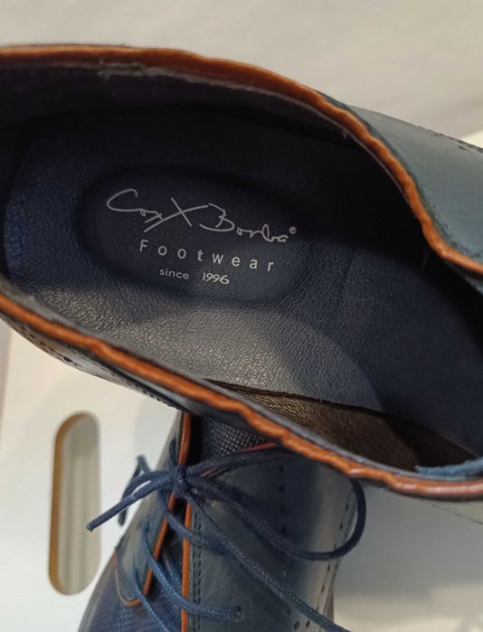 Pantofi derby 42 42.5 plain toe Coxx Corba piele naturala moale navy