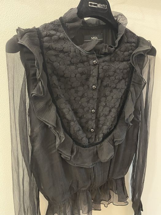 Bluza din dantela si voal Nissa