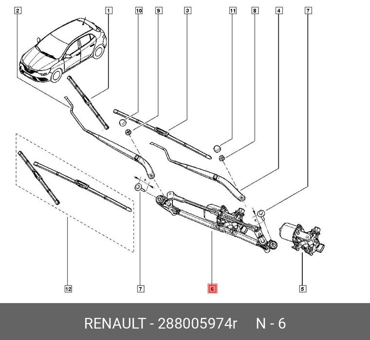 Mecanism stergator parbriz fara motor Renault Megane, 03.2016-