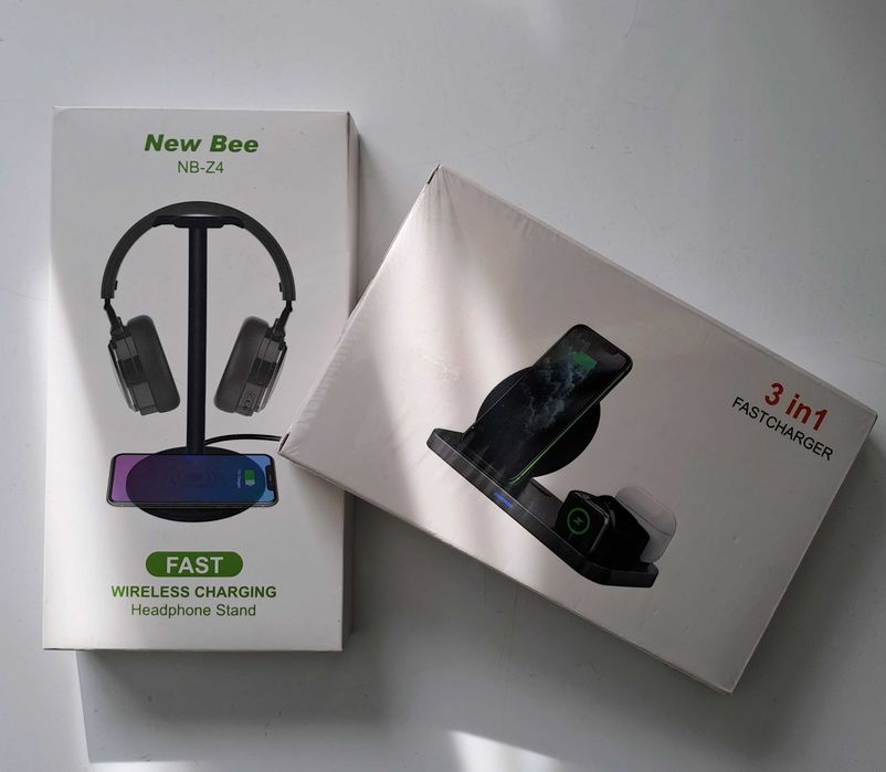 Incarcator Wireless iPhone AirPods + suport casti cu incarcare