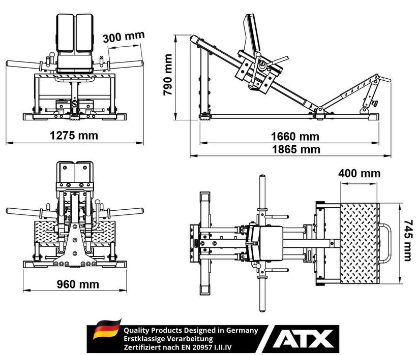 Комбинирана Лег Преса / Хакен Машина / Фитнес Уред за Бедра