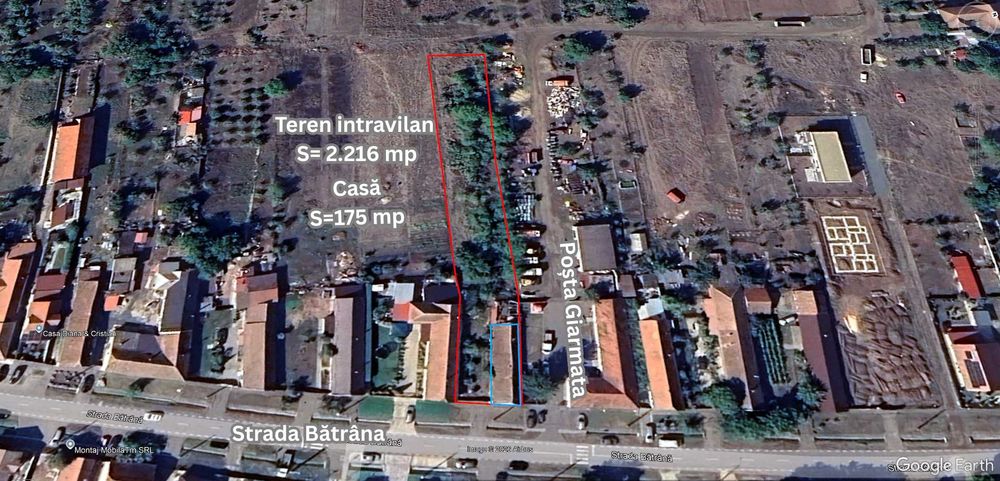 Teren intravilan cu casă de vânzare - Comuna Giarmata (Central)