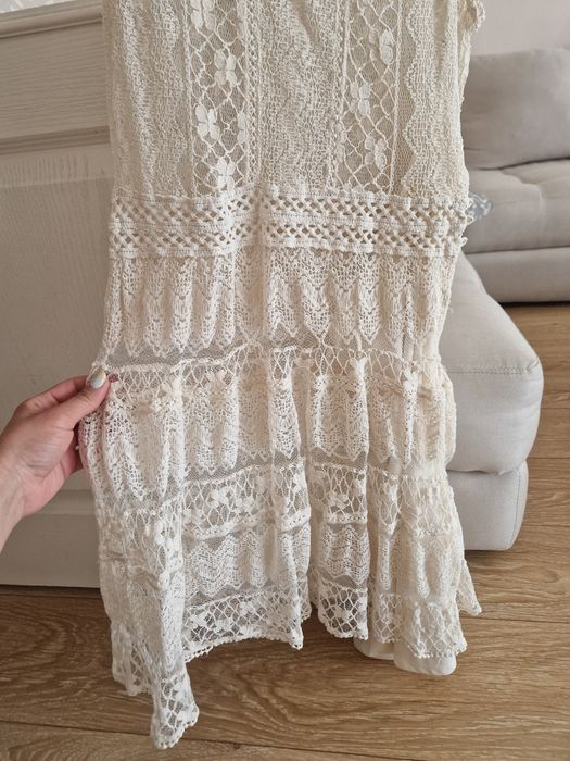 Zara рокли рязана дантела сатен шифон