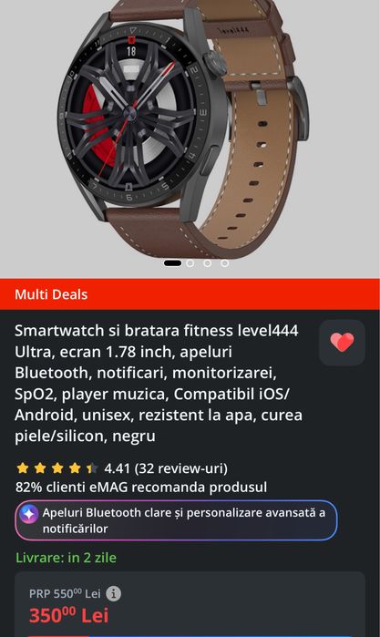 Ceas smartwatch Level 444 Ultra, ecran 1.78 Inch