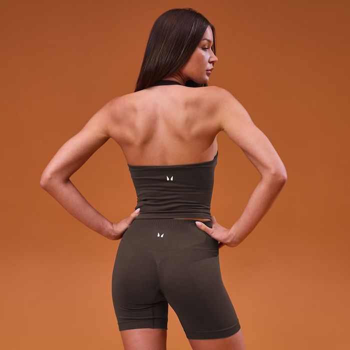 Безшевен топ myprotein MP Tempo Seamless Halter Neck за жени Цвят какао my protein