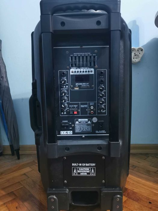 Мощна караоке колона MBA F-15 – Като нова! (Пълен комплект + 2 микрофона)
