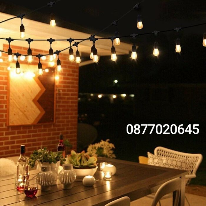 Външни декоративни лампички 10м, G40, за балкон, градина