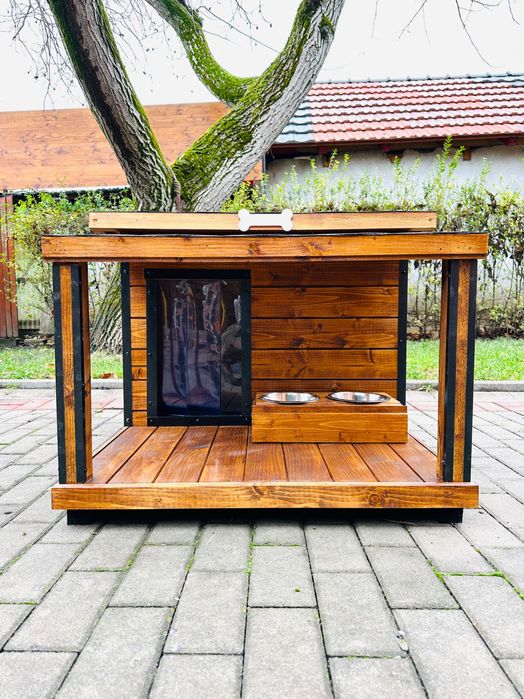 Cușcă de câine PREMIUM cu terasă  izolată, cu sau fără încălzire