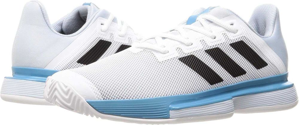 Adidas Solematch Bounce Mens Tennis Shoes (White-Core Black-Halo Blue)