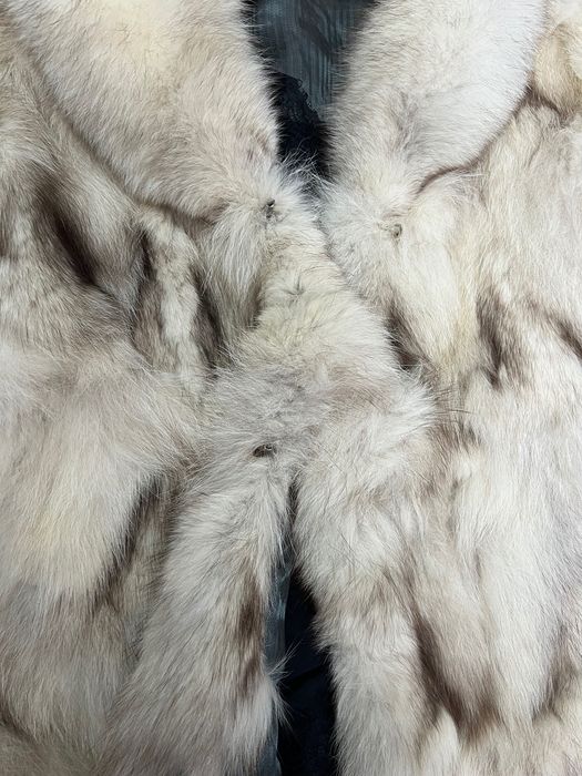 Haină de blană de vulpe, bej, premium, M/L impecabila