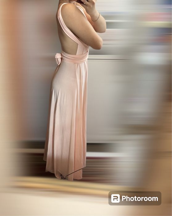 Rochie versatilă roz pudrat