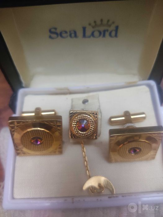 Винтажный набор запонок с зажимом Sea Lord (великобрит)  1970х