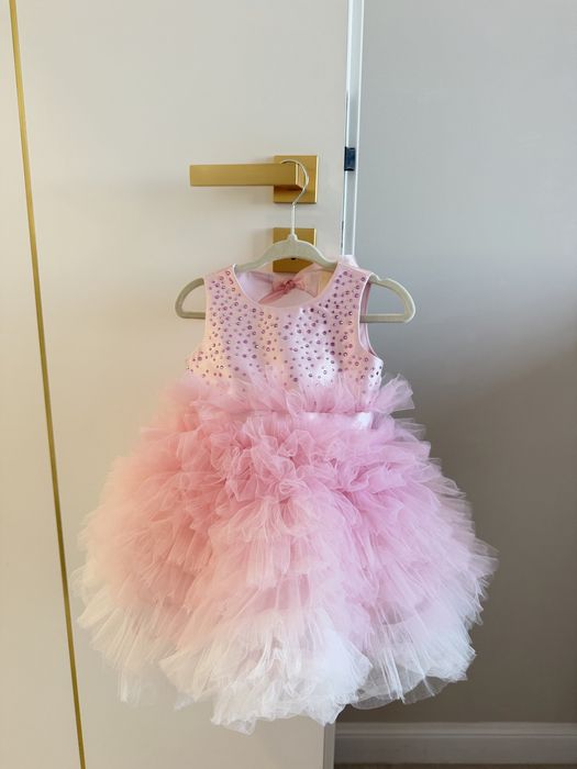 Рокля Petite Fleur Swarovski 12m + подарък жилетка розов