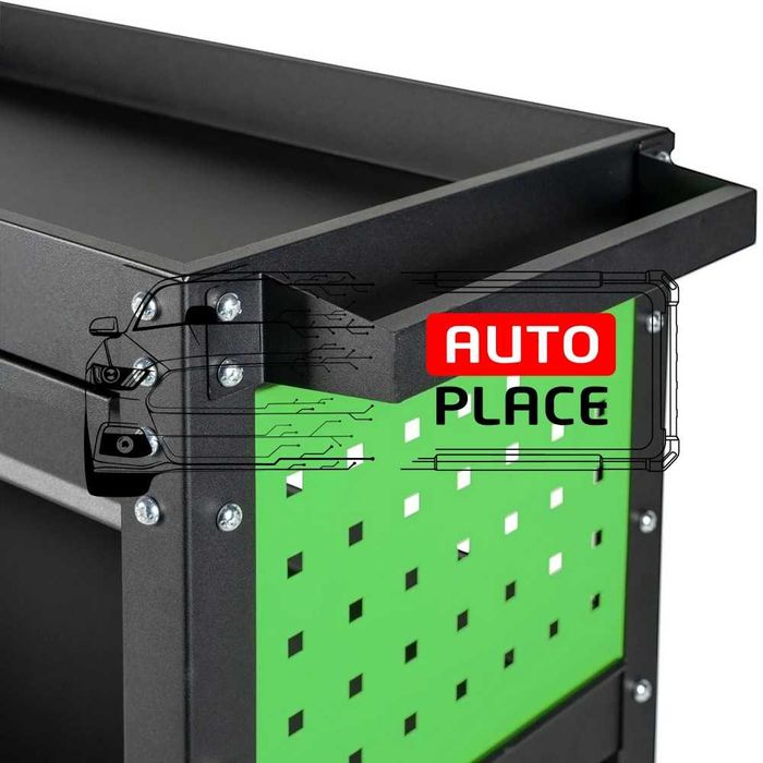 Количка за инструменти с 3 рафта,поставка за отвертки и чекмедже HAWEK