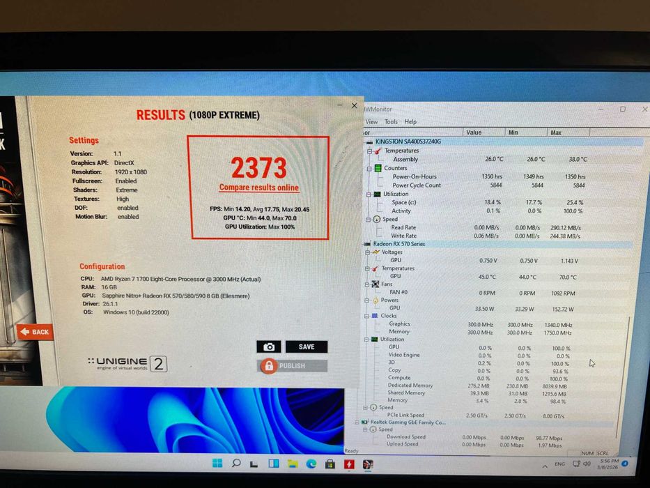 гейминг PC + монитор ryzen 7 1700, 240SSD, 1TB HDD, 500w/650w