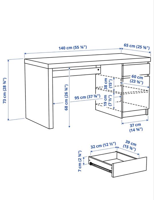 Vand birou - Malm/Ikea
