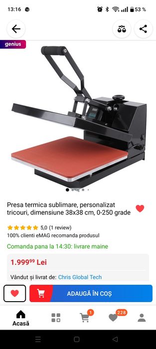Presă transfer termic pt sublimare