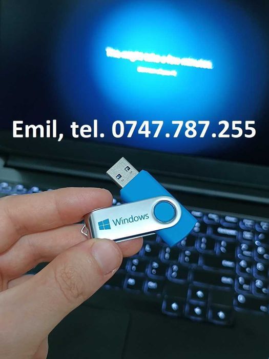 Stick bootabil instalare Windows 7, 8.1, 10, 11, Home, Pro cu licență!