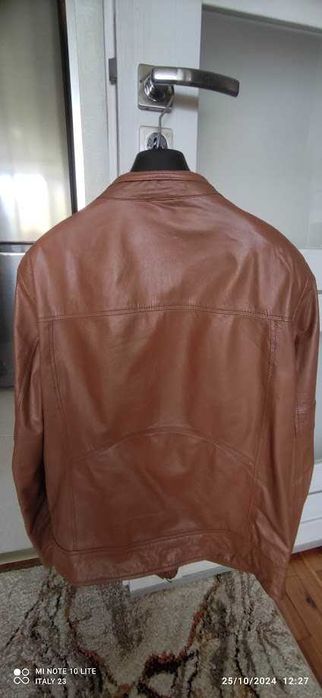 светло кафяво мъжко яке от естествена кожа L