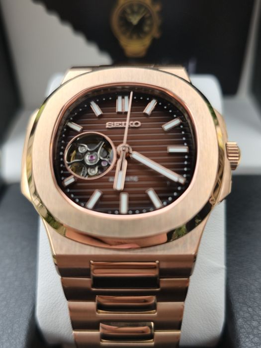 Ceas Seiko Mod "Seikonaut" Rose Gold - Automatic NH38 Open Heart - Nou