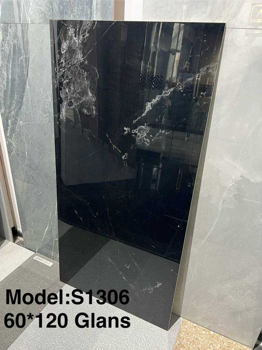 60*120 keramogranit kafel glansviy (qora rangda)