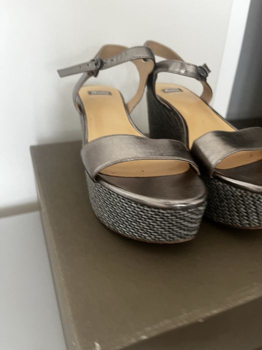 Сандали Естествена Кожа Сребристи EU 39 Bata