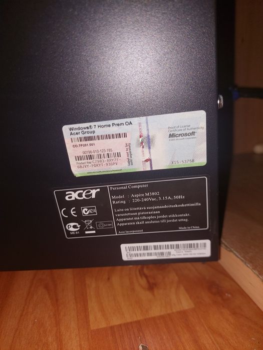 PC Acel ASPIRE M3802 16 gb ram