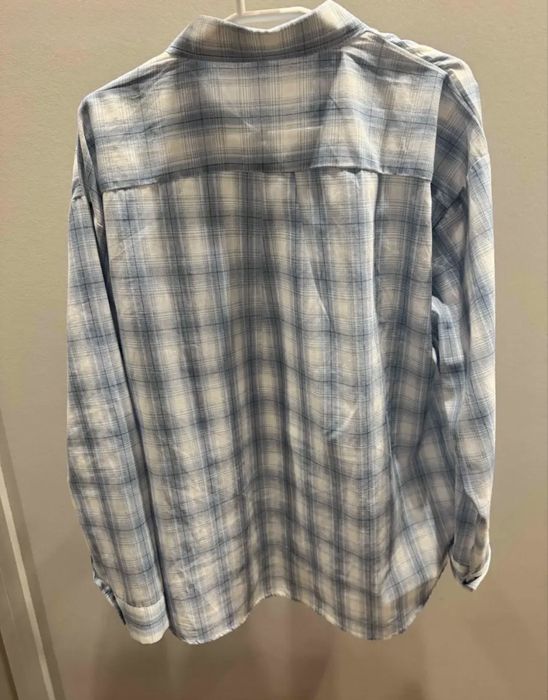 Рубашка в клетку голубая унисекс