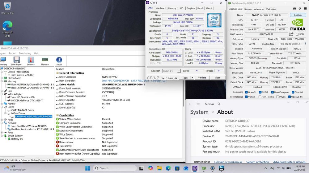 Gaming Lenovo Legion Y520 i7 16GB RAM 512GB SSD GTX 1050TI 4GB