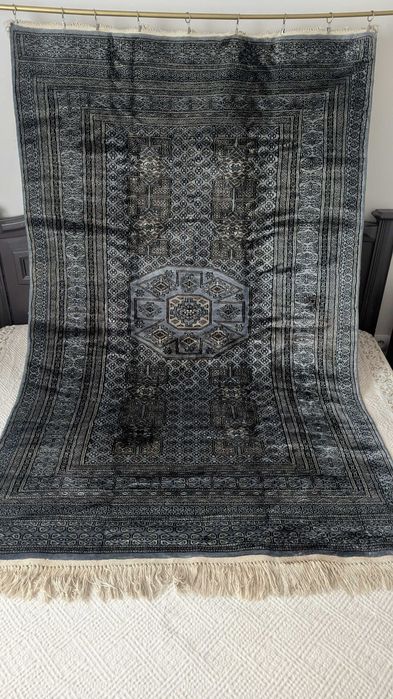 Covor original vechi Bokhara Pakistanez - lână fină pe urzeală de mătase | 124x192 cm |