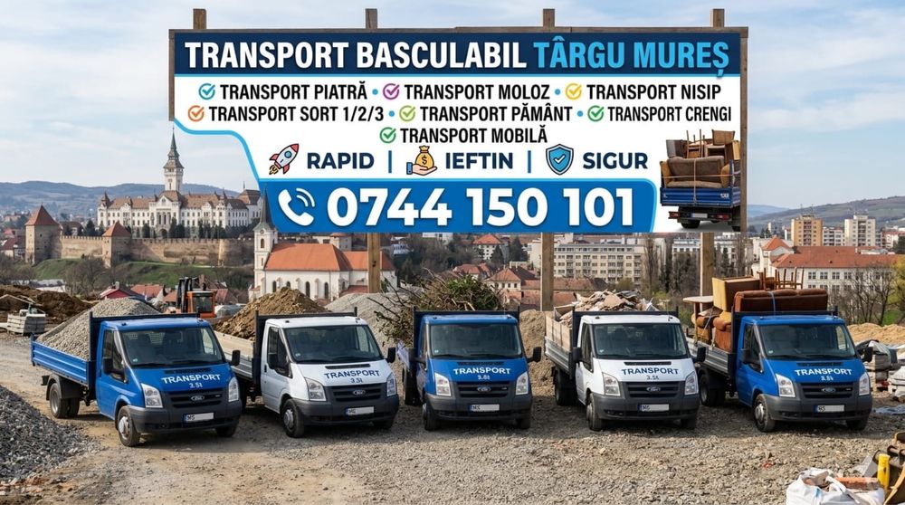 Transport marfa,moloz, nisip, sort, debarasari