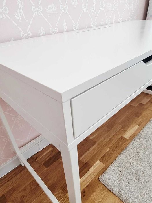 VAND 1 Birou lucru alb ALEX lungime 132 latime 58 cm IKEA Cadru metalic 2 sertare in fata