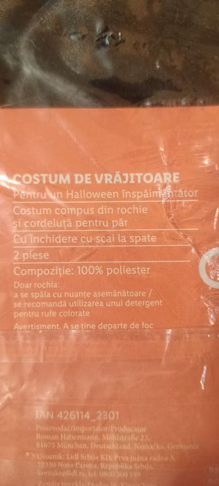 Costum petrecere Halloween vrăjitoare fete 134-140