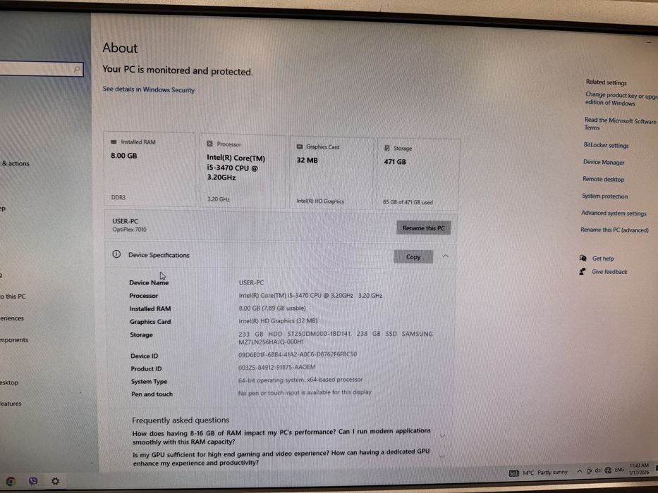 Комплект Dell – компютър + монитор (22”)