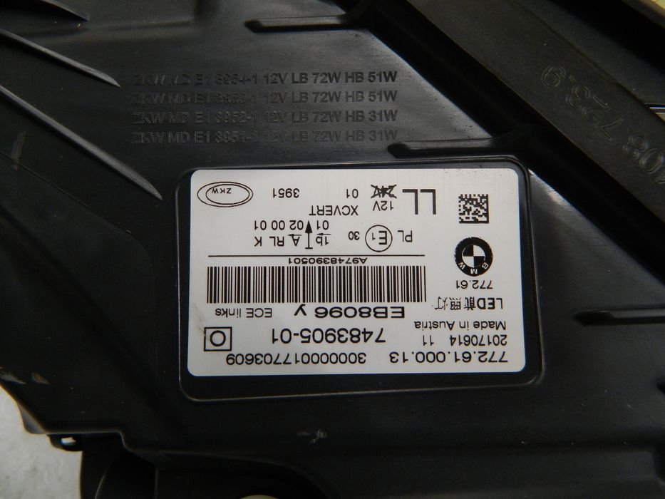Far stanga BMW Seria 7 G11 / G12 FULL LED Adaptive, 2015, 2016, 2017, 2018, 2019,  cod origine 7483905-01