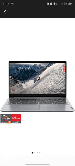 Laptop Lenovo IdeaPad 1 cu garantie 15ALC7  procesor AMD Ryzen™ 7 5700U pana la 4.3GHz, 15.6", Full HD, 8GB DDR4 RAM, 512GB SSD, AMD Radeon™ Graphics